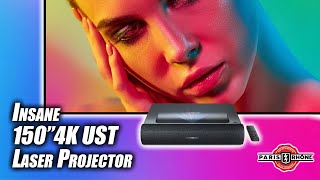 Insane 150quot Screen Paris Rhône 4K Ultra Short Throw Laser Projector HandsOn [upl. by Neeham23]