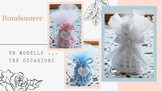 Un modello tre bomboniere con schema One model three wedding favors Tutorial with pattern [upl. by Mccourt]