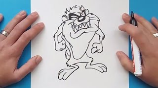 Como dibujar al Demonio de Tasmania paso a paso 3  Looney Tunes  How to draw Taz 3  Looney Tunes [upl. by Arundel]