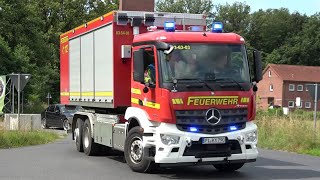 TH X  Gefahrstoffaustritt in Lagerhalle Einsatzfahrten Feuerwehr amp Löschzug Gefahrgut Kreis Pi [upl. by Abeu894]