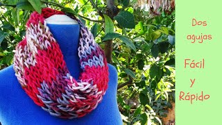 CUELLO tejido a DOS AGUJAS🧣  FÁCIL Y RÁPIDO✌️ [upl. by Pascale]