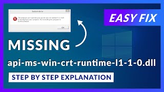 apimswincrtruntimel110dll Missing Error  How to Fix  2 Fixes  2021 [upl. by Urbannai]