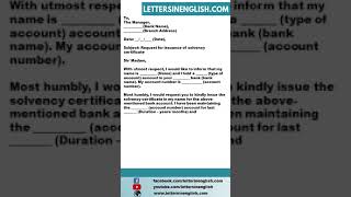 Request Letter to Bank for Solvency Certificate [upl. by Edvard]