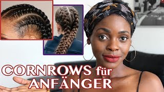 How To CORNROWS  BOXER BRAIDS flechten für ANFÄNGER  All about Braids [upl. by Knowland]