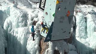 Andrew Lamb at Qualifying Day 1 for UIAA Ice Climbing North American Championships 2022 in Ouray [upl. by Mllly]