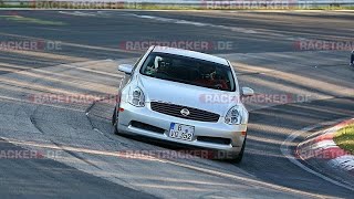 Nürburgring Nordschleife Touristenfahrt 180419 Carfreitag with Infiniti G35 Nissan Skyline 350gt [upl. by Nole]