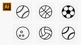 How to Draw Various Ball Icons in Sports Using Grid  Adobe Illustrator [upl. by Atekin541]