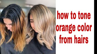 how to remove orange colour from hair how to refresh highlights  how to remove yellow hair colour [upl. by Rotman]