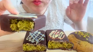 ASMR leaf chocolate 木の葉チョコレート🍃🍀🍁 나뭇잎 초콜릿 먹방 eating sound mukbang 🍫🍪 [upl. by Aroel443]