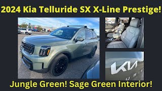 In Depth Review of the 2024 Kia Telluride SX XLine Prestige Jungle Green With Sage Interior [upl. by Attolrac]