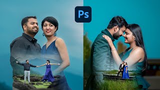 Pre wedding Photo Dual Exposure Editing in photoshop 2022 [upl. by Auhs]