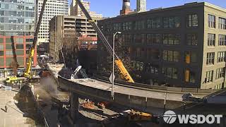 Demolishing Seattle’s Alaskan Way Viaduct Columbia Street ramp time lapse [upl. by Ambie]