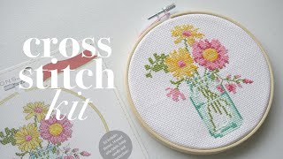 Easy cross stitch kit for beginners  Simplicity Dimensions cross stitch kit Flowers Mason Jar [upl. by Ximenes]