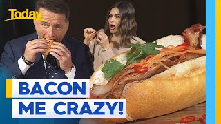 Hosts try bacon banh mi in celebration of Baconfest 2024  Today Show Australia [upl. by Eigriv644]