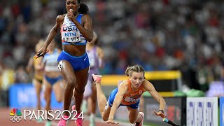 Team USA claims WORLD RECORD via SHOCKING 4x400 mixed relay finish at Worlds  NBC Sports [upl. by Llerreg407]