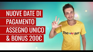 ASSEGNO UNICO 3 NUOVE DATE BONUS 200 EURO OGGI NO SU RDC [upl. by Gobert874]