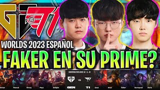 FAKER EN SU PRIME CONTRA EL CAMPEÓN  GEN vs T1 WORLDS SWISS STAGE 2023 DÍA 2 LVP ESPAÑOL [upl. by Nomma]