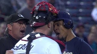 Benches clear after Carlos Gomezs homer [upl. by Notnats]