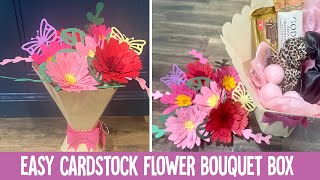 EASY Cardstock Flower Bouquet Gift Box Made With My Cricut  Vase and Flower Tutorial [upl. by Janeta]