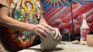 Wedging reclaimed clay in slow motion Check out those forearm muscles in action [upl. by Acsisnarf560]