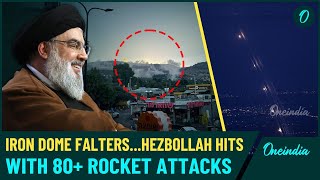 Shocking Video Hezbollahs 80 Rocket Barrage in Absence of Iron Dome Turns Israeli Sky Red [upl. by Ahsimed274]