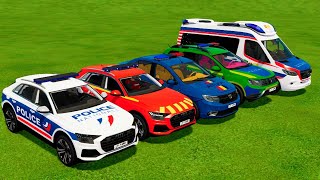 TRANSPORTING PIXAR CARS amp FRUITS WITH COLORED amp JOHN DEERE vs CLAAS vs TRACTORS  BeamNGdrive 983 [upl. by Vasiliki]