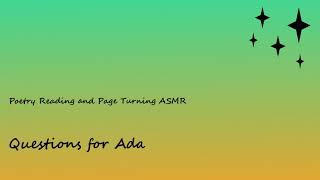 「ASMR」Poetry Reading from Questions for Ada by Ijeoma Umebinyuo [upl. by Radburn]