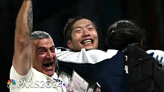 Hong Kongs Cheung Ka Long defends gold medal in dramatic foil final  Paris Olympics  NBC Sports [upl. by Boice]