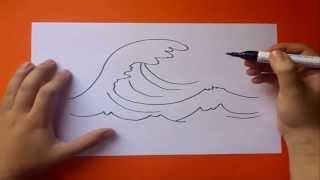 Como dibujar una ola paso a paso  How to draw a wave [upl. by Nivlem]