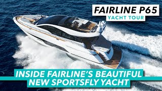 Inside Fairlines beautiful new sportsfly yacht  Fairline Phantom 65 full tour  MBY [upl. by Shantee445]