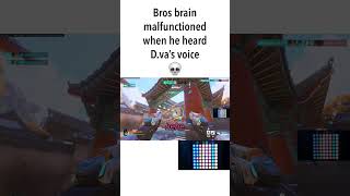 Bros brain malfunctioned when he heard Dvas voice LOL overwatch2 [upl. by Ardnahcal]