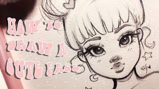 ♡ HOW TO DRAW A CUTE FACE ♡ Step by Step with Christina Lorre [upl. by Nancee]