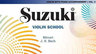 Suzuki Violin 3  Minuet  J S Bach Score Video [upl. by Akeenat]