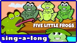 Five Little Speckled Frogs  Nursery Rhyme  With Lyrics by HooplaKidz SingALong [upl. by Shenan]