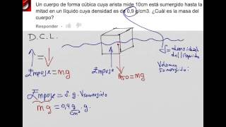 Como calcular la masa de un cuerpo sumergido empuje hidrostática [upl. by Minier]