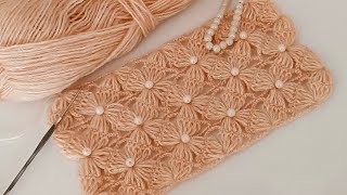 This pattern is so easy only 4 rows It is an embossed puff flower crochet pattern [upl. by Aynom]