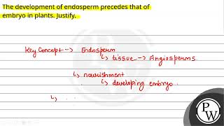 The development of endosperm precedes that of embryo in plants Justify [upl. by Aleakcim618]