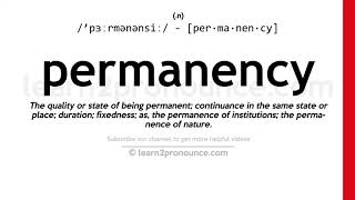 Pronunciation of Permanency  Definition of Permanency [upl. by Jemy113]