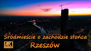 Rzeszów  relaksujący lot wokół Śródmieścia i wieżowca Olszynki Park o zachodzie słońca dron 4K [upl. by Bosch]