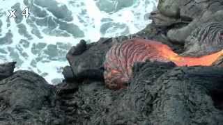 spectacle fantastique à Hawaii  la lave se jette à la mer [upl. by Innos]