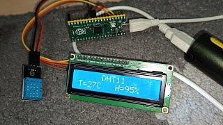 DHT11 LCD I2C RASPBERRY PI PICO PYTHON PIO [upl. by Patience]