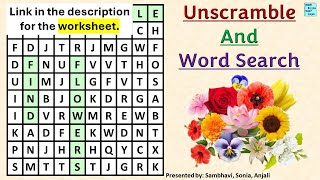 Word Search game Find names of flowers Learn flower names Improve English vocabulary Unscramble [upl. by Enihpled887]