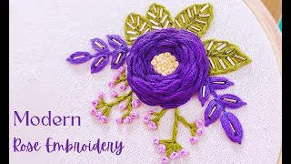 DIY Embroidery Delight  Modern Woven Rose Tutorial  Easy Unique Needlework Hand Embroidery Design [upl. by Nehtan]