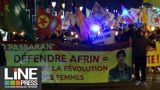 Marche aux flambeaux des Kurdes pour Afrin  Paris  France 20 mars 2018 [upl. by Neelsaj]