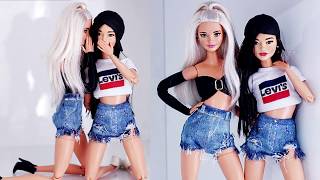 Barbie DIY Jeans Transformation Making Distressed Denim Shorts [upl. by Rehpotsirhk]