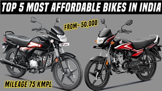 2024 Top 5 Most Affordable Bikes in India💥HeroBajaj TVSHondaCheapest BikesBest Mileage India [upl. by Redep]