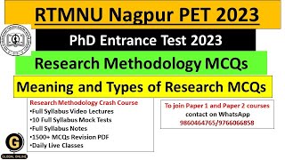 RTMNU PET 2023 Research Methodology MCQsMeaning and Types of Research MCQsRTMNU PET 2023 MCQs [upl. by Savior]