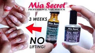 ZERO LIFTING Acrylic Nails with Dehydrate amp Primer Mia Secret 3 Week Update [upl. by Aranat569]