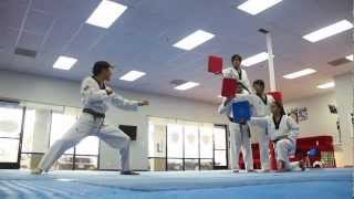 TeamM Taekwondo 540 amp backflip moving target training [upl. by Earesed]