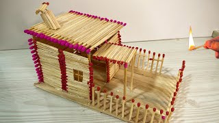 Match Stick Mini Fire House  How to make Match House and Burning it [upl. by Martina]